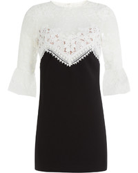 Black Embroidered Lace Shift Dress