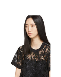 Sacai Black Embroidered Lace Top