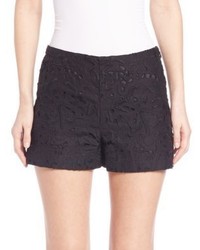 Black Embroidered Lace Shorts