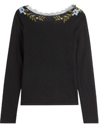Black Embroidered Lace Sweater