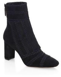 Alexandre Birman Beatrice Embroidered Leather Booties
