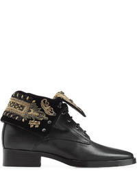 Etro Leather Ankle Boots With Embroidery