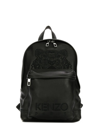 Black Embroidered Leather Backpack