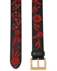 Prada Embroidered Leather Belt Black