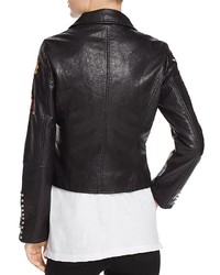 Molly Bracken Floral Embroidered Faux Leather Biker Jacket
