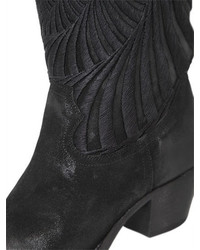 Elena Iachi 50mm Embroidered Crust Leather Boots