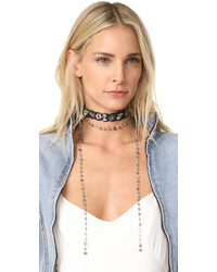 Rebecca Minkoff Floral Embroidery Guitar Strap Choker Necklace