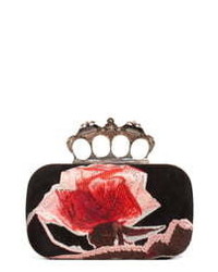 Alexander McQueen Embroidered Roses Knuckle Box Clutch