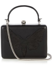 Alexander McQueen Moth Embroidered Leather Box Clutch