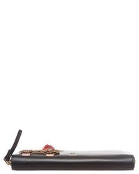 Kate Spade New York Pinata Applique Lacey Leather Clutch Black