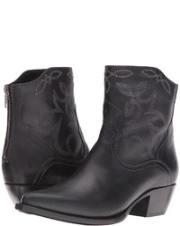 Black Embroidered Leather Cowboy Boots
