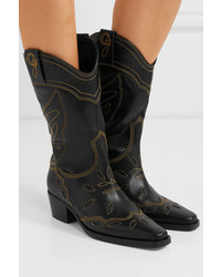 Ganni High Texas Embroidered Leather Boots