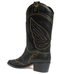 Ganni High Texas Embroidered Leather Boots