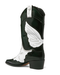 Ganni High Texas Two Tone Embroidered Leather Boots