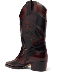 Ganni Marlyn Embroidered Patent Leather Boots