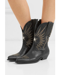 Golden Goose Deluxe Brand Wish Star Low Embroidered Textured Leather Boots