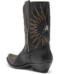 Golden Goose Deluxe Brand Wish Star Low Embroidered Textured Leather Boots