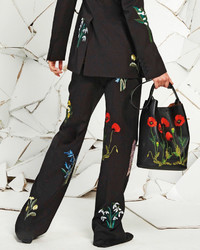 Stella McCartney Flower Embroidered Bucket Bag Black
