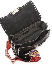 Valentino Rolling Rockstud Guitar Strap Leather Crossbody Bag