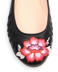 Kate Spade New York Embroidered Ankle Strap Leather Flats