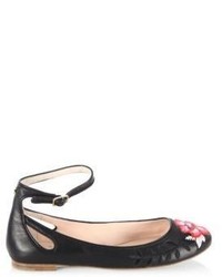 Kate Spade New York Embroidered Ankle Strap Leather Flats