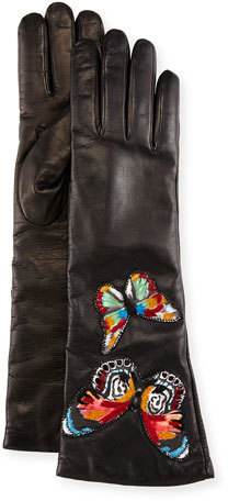 embroidered leather gloves