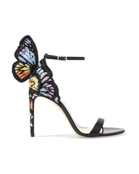 Sophia Webster Chiara Embroidered Satin And Leather Sandals
