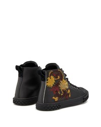 Giuseppe Zanotti High Top Embroidered Chinese Dragon Sneakers