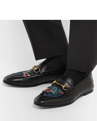 Gucci Brixton Horsebit Collapsible Heel Appliqud Leather Loafers