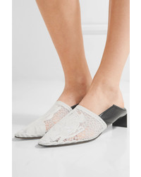 Loewe Embroidered Mesh And Leather Loafers Black