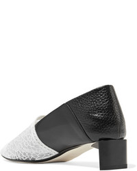 Loewe Embroidered Mesh And Leather Loafers Black