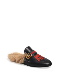 Gucci Princetown Double G Loafer Mule With Genuine Shearling