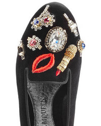 Alexander McQueen Velvet Slippers With Embellisht And Embroidery