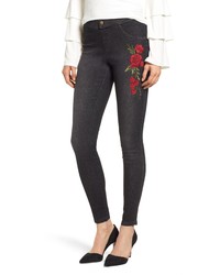 ZEZA B BY HUE Rose Embroidered Denim Leggings