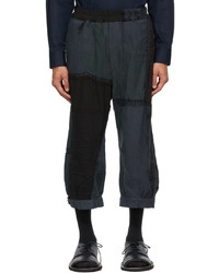 Black Embroidered Linen Chinos