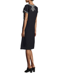 Johnny Was Jolina Easy Fit Embroidered Dress Black Plus Size