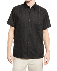 TEXAS STANDARD Linen Cotton Guayabera Shirt In Black At Nordstrom