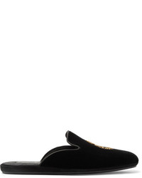 Dolce & Gabbana Embroidered Velvet Backless Slippers
