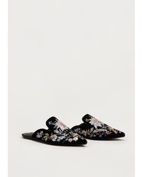 Violeta BY MANGO Embroidered Velvet Loafers