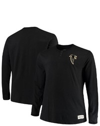 Mitchell & Ness Black Atlanta Falcons Big Tall First Round Pick Long Sleeve Henley T Shirt