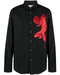 Alexander McQueen Orchid Embroidered Long Sleeve Shirt