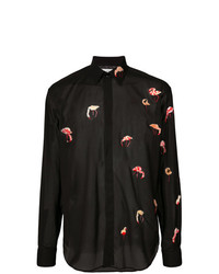 Saint Laurent Sheer Flamingo Embroidery Shirt