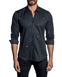 Jared Lang Slim Fit Dino Embroidered Sport Shirt