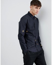 Versace Jeans Slim Shirt With All Over Embroidery