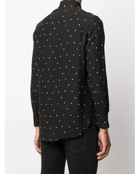 Saint Laurent Vertical Stripe Embroidered Shirt