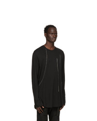 Julius Black Embroidered Long Sleeve T Shirt