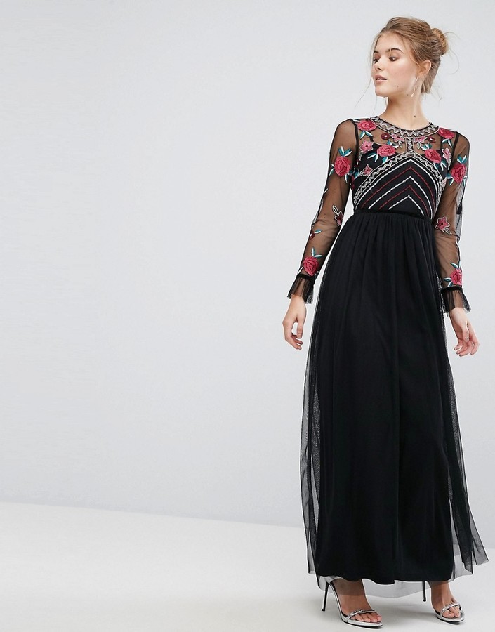 Black Long Sleeve Embroidered Dress Online Hotsell, UP TO 51% OFF 