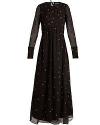 Jupe By Jackie Tom Collins Flower Embroidered Silk Maxi Dress