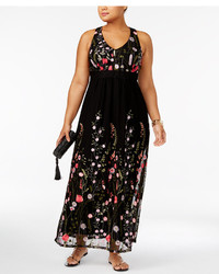 INC International Concepts Plus Size Embroidered Maxi Dress Created For Macys