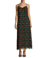 Anna Sui Poppy Trellis Embroidered Maxi Dress